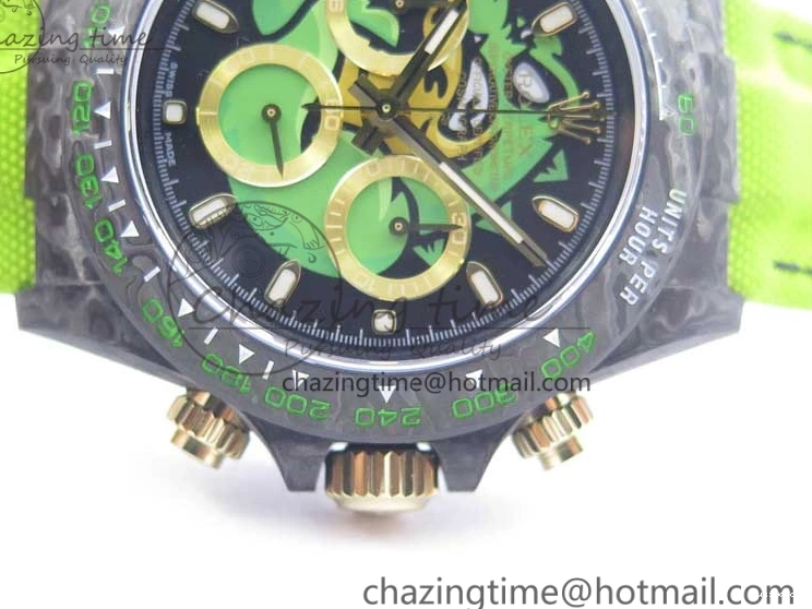 Green Dial Daytona Edition Carbon Strap WWF A7750 Best Black Nylon Green On V2 DIW 1103